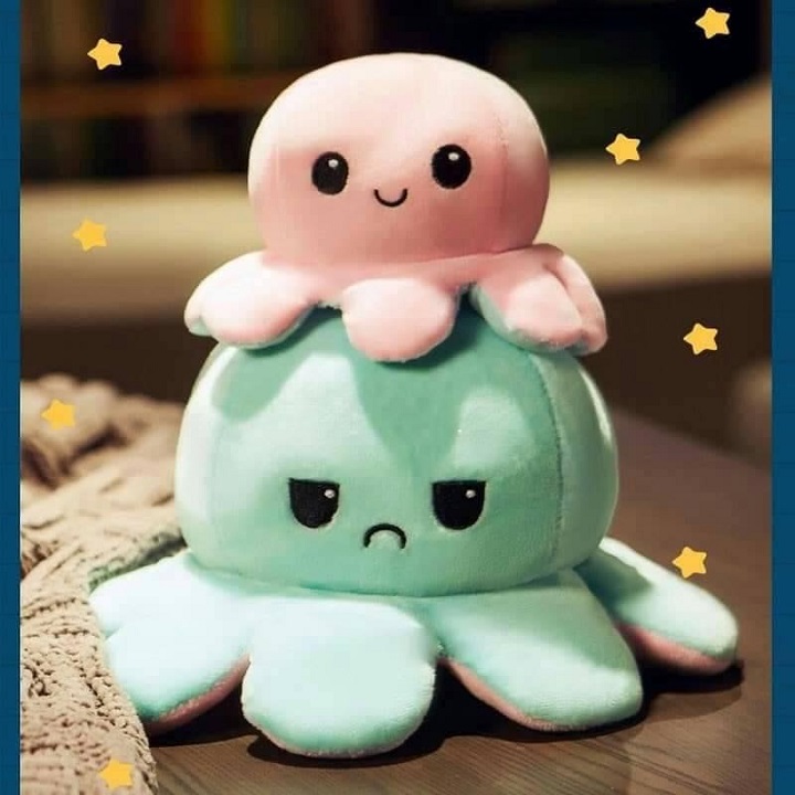 Gấu bông bạch tuộc  thay đổi cảm xúc có thể đảo ngược 2 mặt siêu dễ thương [Size Bé]