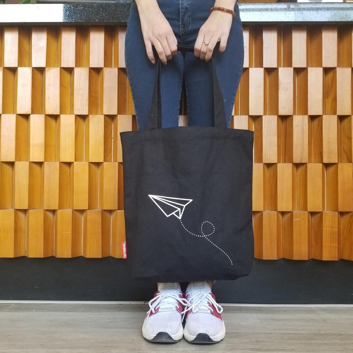 Túi Vải Tote Cao Cấp, Dày Dặn Túi Vải Canvas Hình Máy Bay, Túi Vải Thời Trang Basic Dễ Phối Đồ. Túi Vải TotsBAG Màu Đen