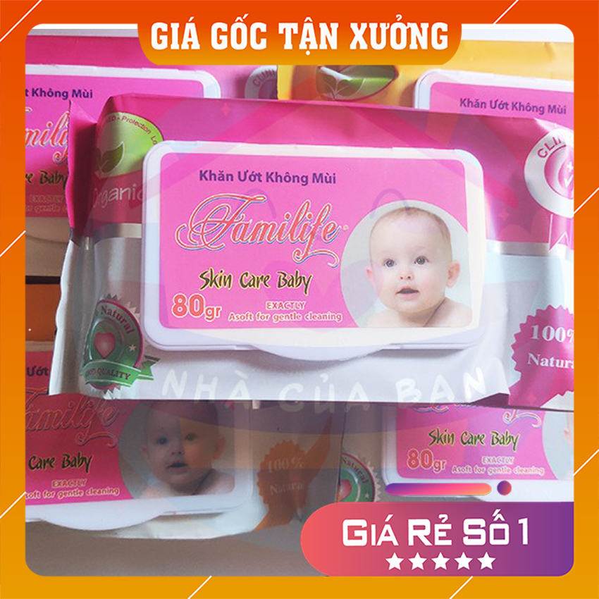 Khăn ướt cao cấp phương nam KHÔNG MÙI 80gr Baby Wipes diệt khuẩn an toàn cho bé dành cho mọi loại da kể cả da nhạy cảm khăn giấy ướt kháng khuẩn không chứa cồn giá tốt Date xa - Nhà Của Bạn
