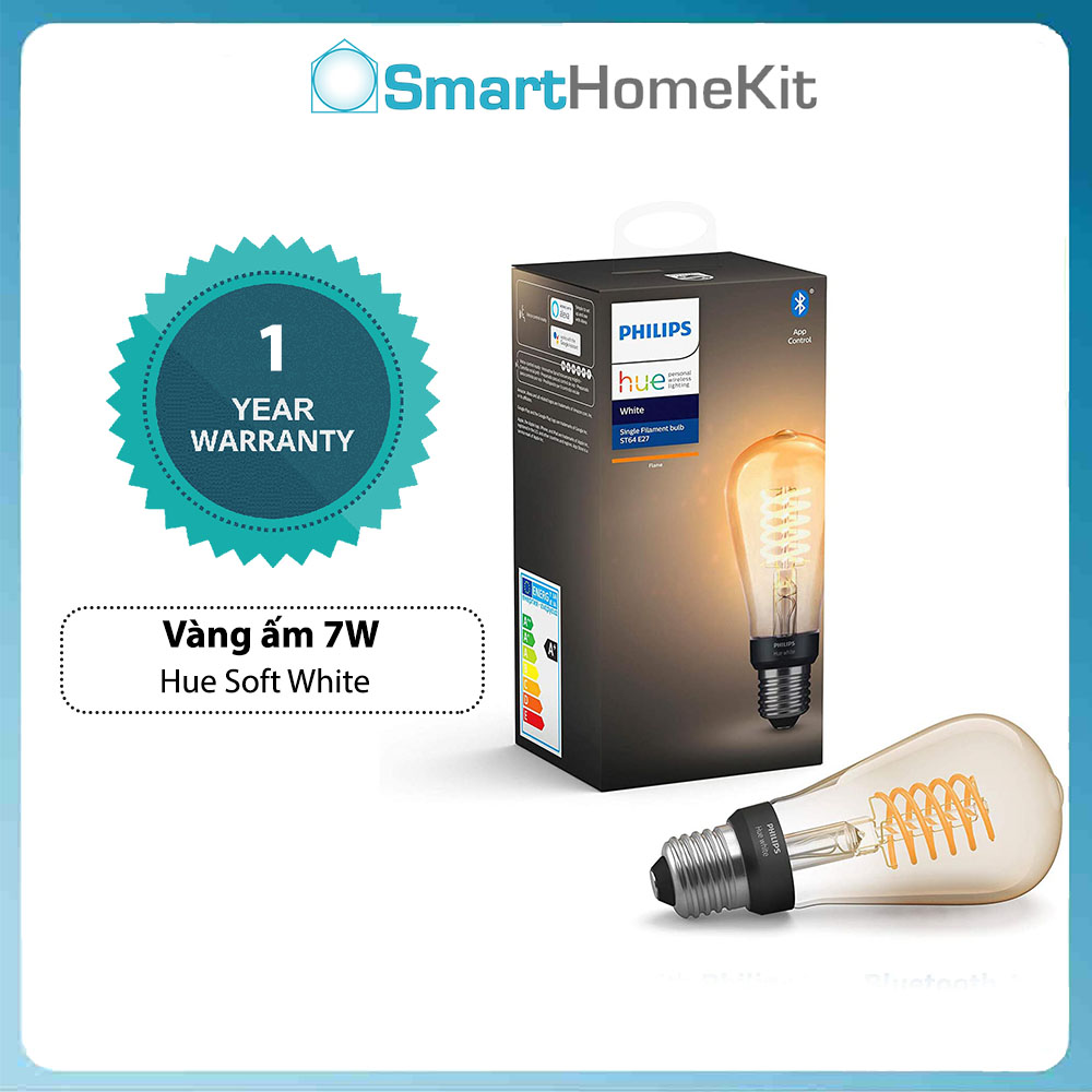 Bóng đèn dây tóc thông minh Philips Hue Filament E27 ST64 Bluetooth Vintage Style - Hàng Chính Hãng