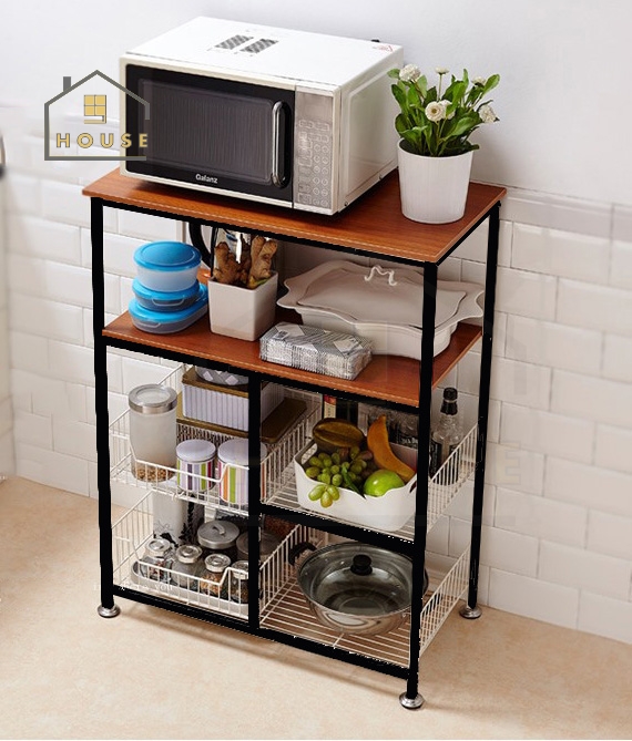 Giá để lò vi sóng loại 181 kệ bếp thông minh đa năng mặt gỗ lõi xanh phủ melamine chống nước, khung thép sơn tĩnh điện chống gỉ và bong tróc, loại tốt chịu lực cao