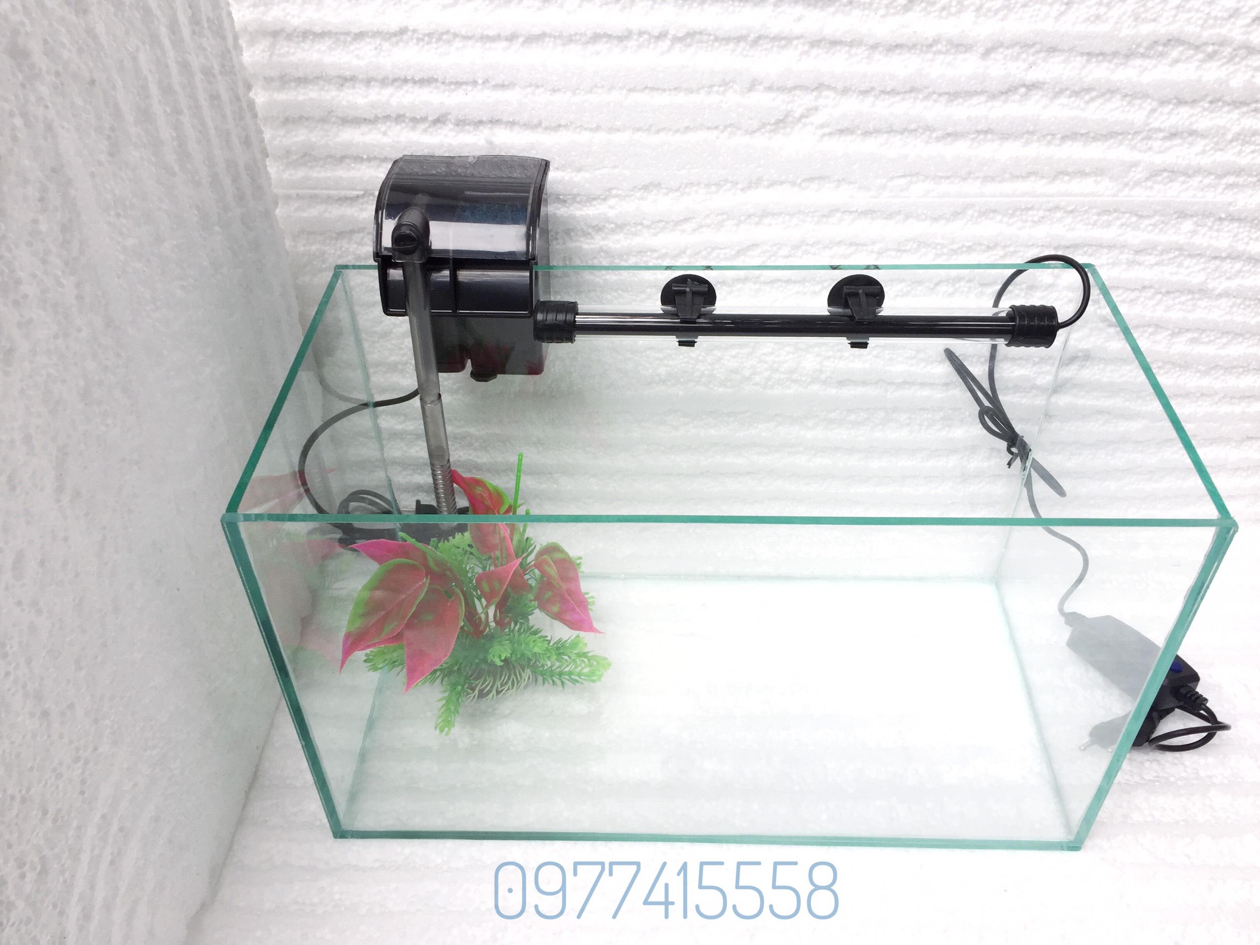 Trọn bộ bể cá cỡ trung kèm đèn và lọc thác - Bể cá để bàn trang trí ( về chỉ thả cá^^)