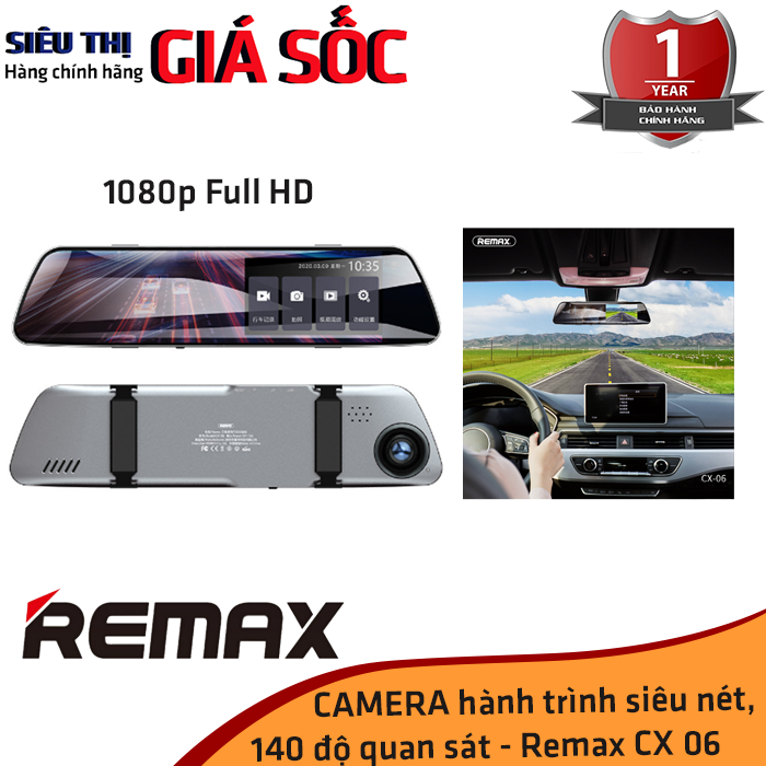 Camera hành trình Remax CX-06 siêu nét 1080P Full HD, góc quan sát rộng 140 độ dùng trên ô tô - Phân phối bởi Siêu Thị Giá Sốc