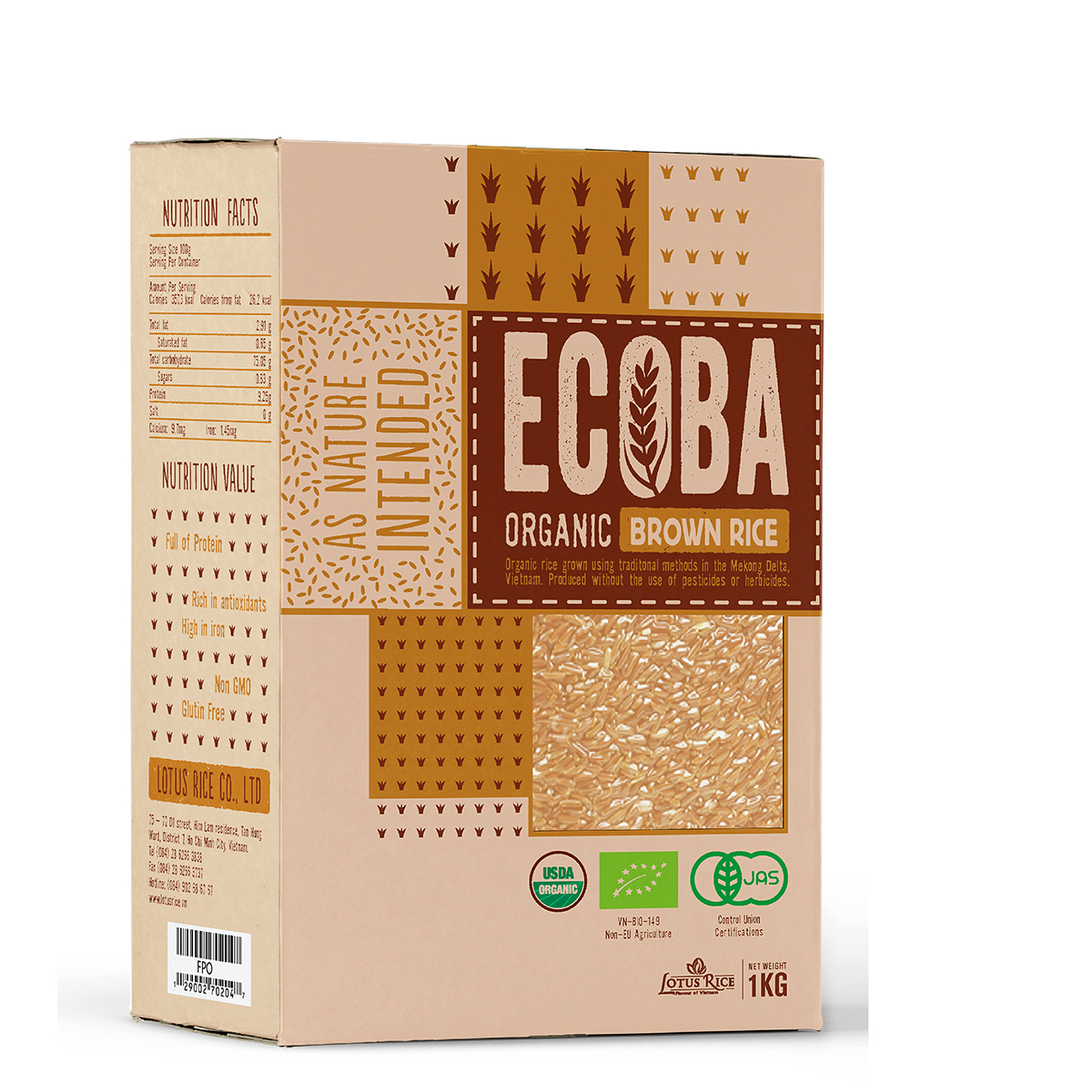 Gạo hữu cơ ecoba kim mễ 1kg