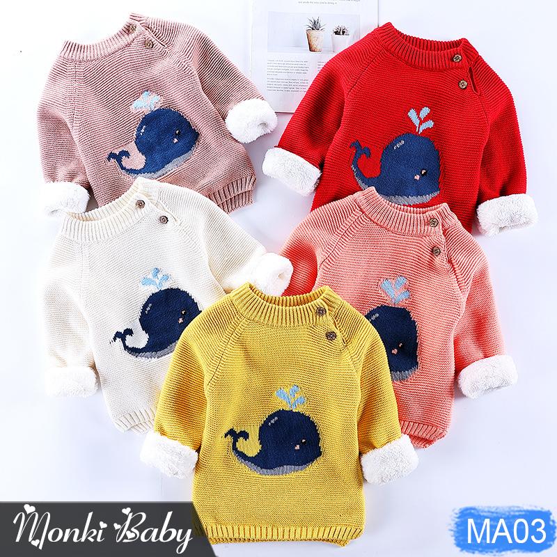 Áo len lót lông cho bé trai bé gái, chất len mềm đẹp, lông ấm