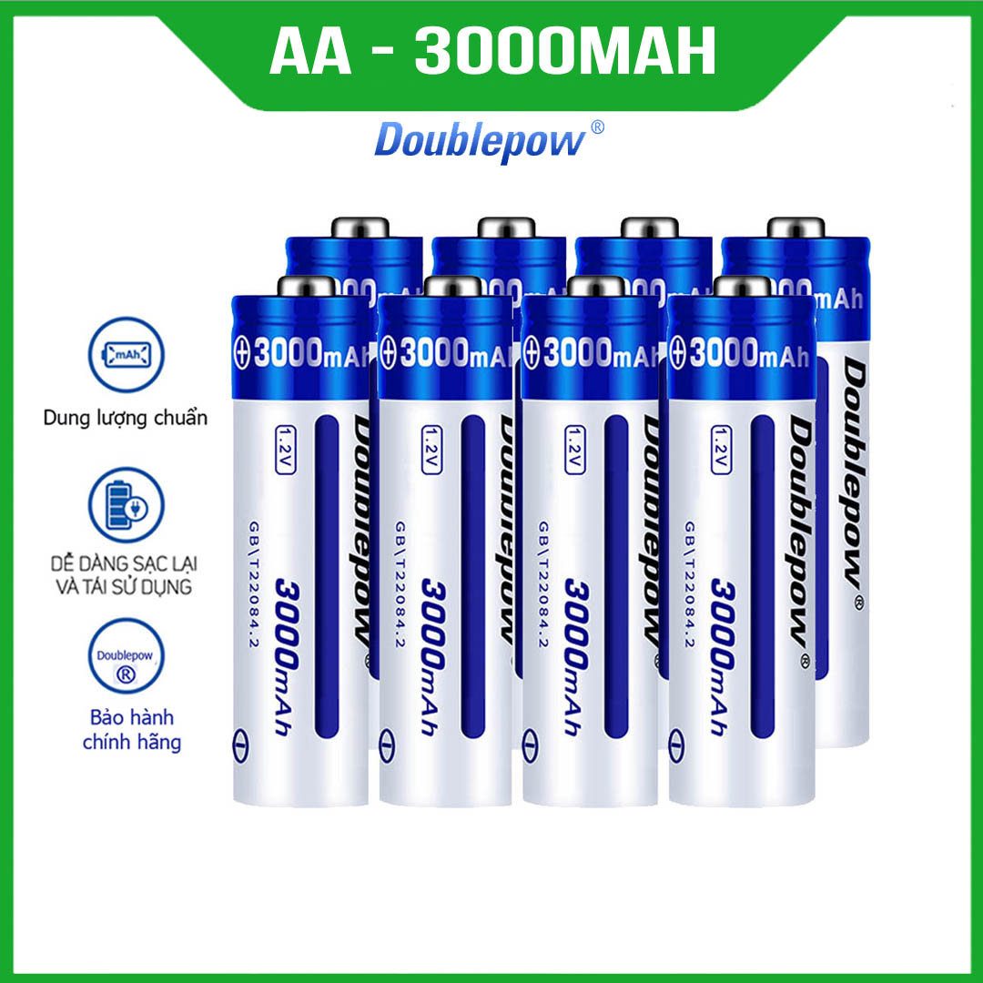 Pin tiểu sạc AA 3000mAh Doublepow cao cấp - Bảo hành chính hãng