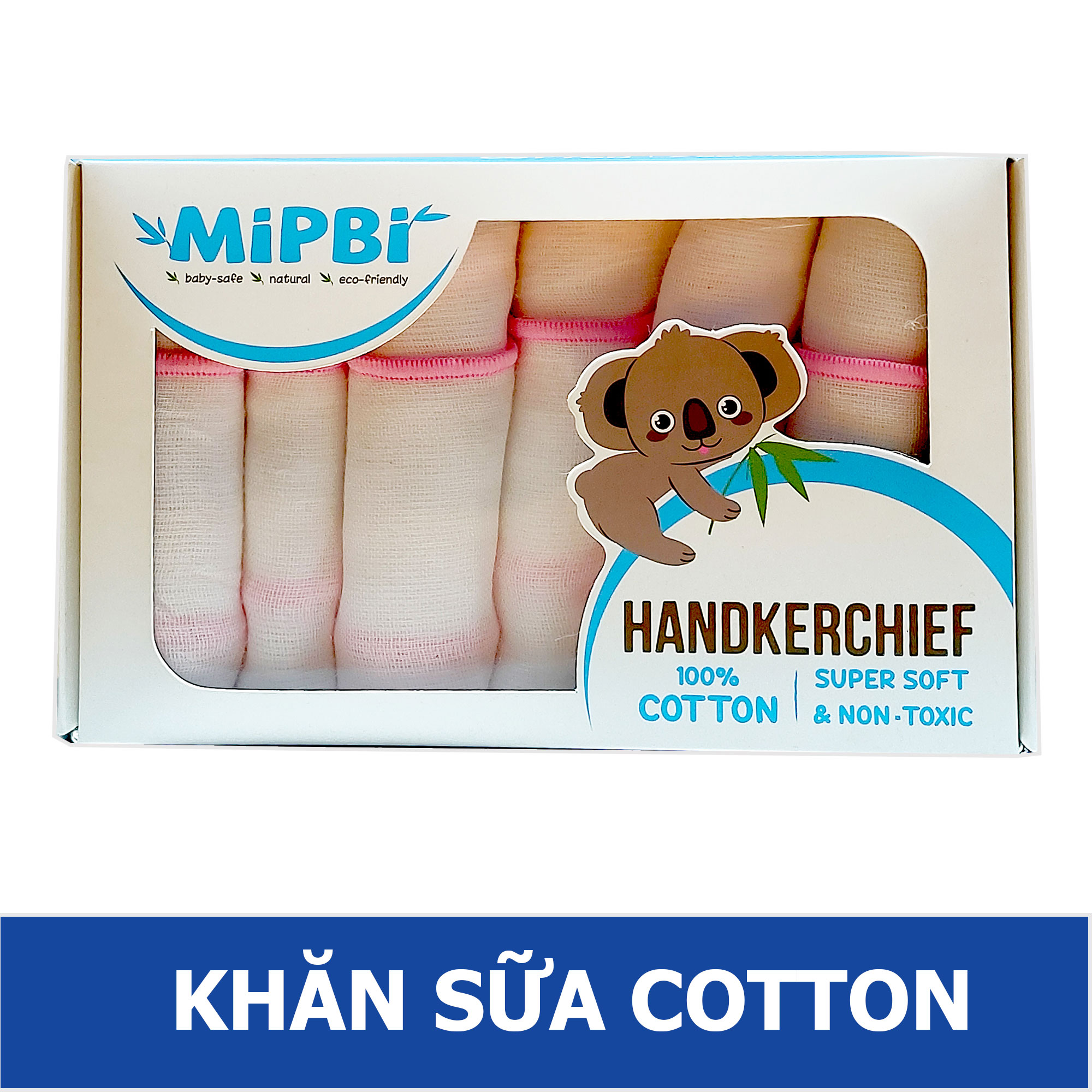 Khăn sữa cho bé sơ sinh Mipbi - Vải cotton Mỹ cao cấp ( Hộp 6 chiếc)