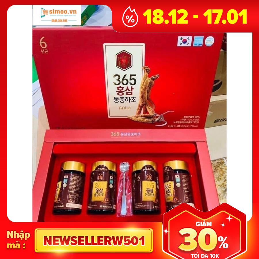 ?? ⚡ SẢN PHẨM CHÍNH HÃNG [HÀNG MỚI VỀ] Cao Hồng Sâm Đông Trùng Hạ Thảo 365 Hàn Quốc Hộp 4 Lọ x 240gr ?? ⚡