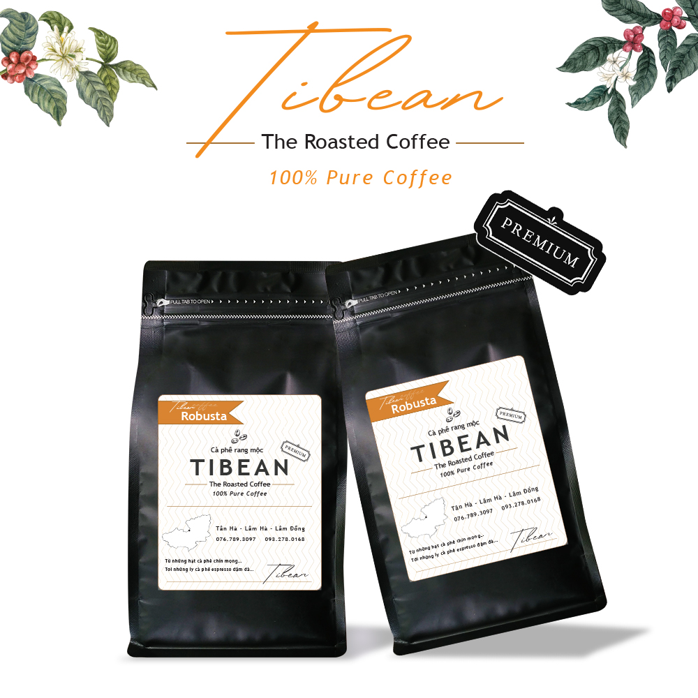 Cà phê Rang Mộc Robusta 500gr - 100 Pure Coffee, Cà Phê Mộc Rang Xay TIBEAN COFFEE