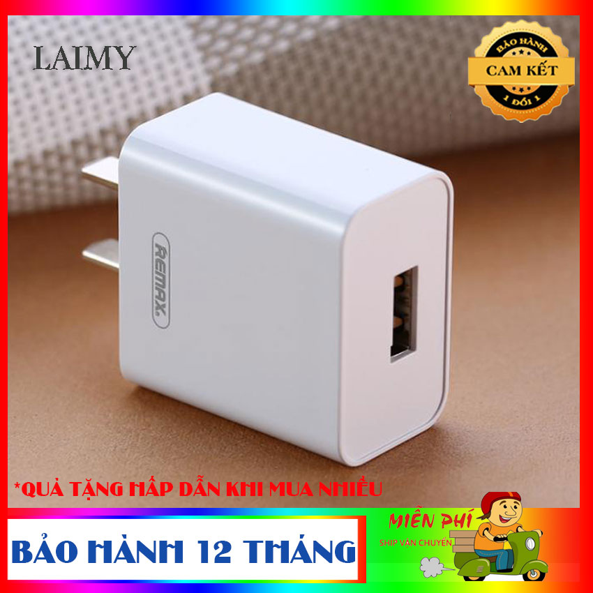 Củ sạc 1 cổng 2.1A Charger Remax RY-U03 dành cho điện thoại Samsung, iphone, ipad, oppo, xiaomi - LAIMY