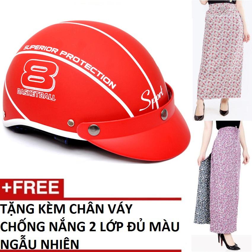 Bộ Nón Bảo Hiểm thời trang + 1 Váy chống nắng 2 lớp màu ngẫu nhiên