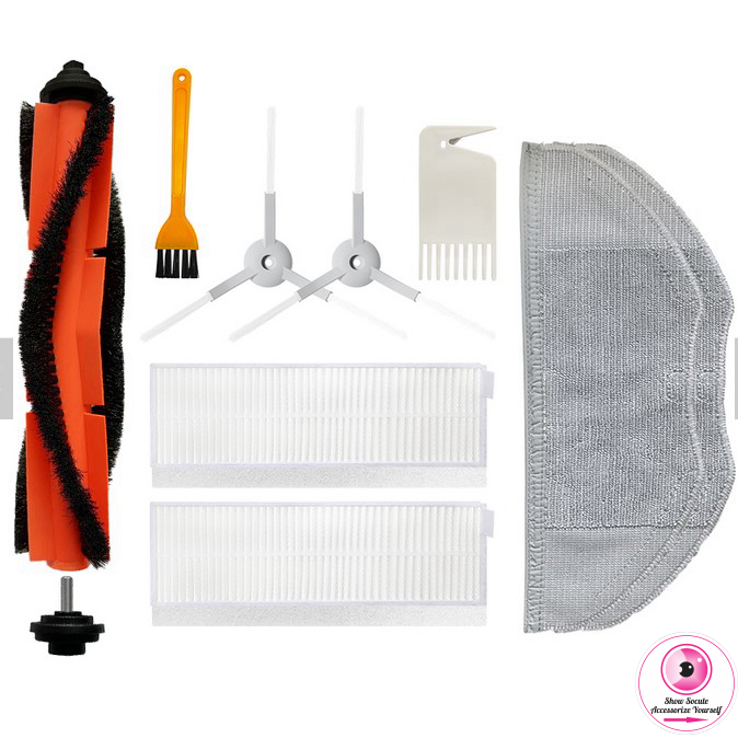 Set phụ kiện thay thế cho robot hút bụi Xiaomi Vacuum / dreame w10 , chổi phụ 1 cặp + 1 bộ lọc Hepa + 1 Chổi cuộn chính + miếng lau 2 miếng