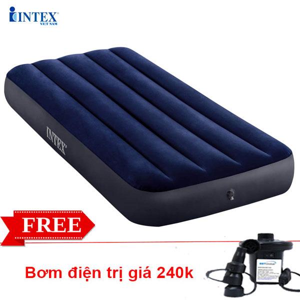 Đệm/ nệm hơi đơn công nghệ mới 76cm INTEX 64756- Tặng kèm bơm điện - đệm hơi cao cấp, nệm hơi siêu bền