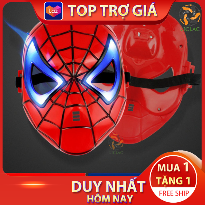 [ MUA 1 TẶNG 1 - FREE SHIP] Đồ Chơi Mặt Nạ Người Nhện Có Đèn và Nhạc, Đồ chơi giúp bé hóa trang thành Siêu Nhân Spider Man - LICLAC