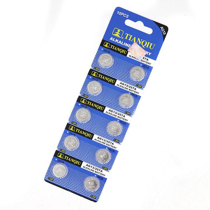 Vỉ pin tianqiu alkaline ag13 lr44 vỉ 10 viên