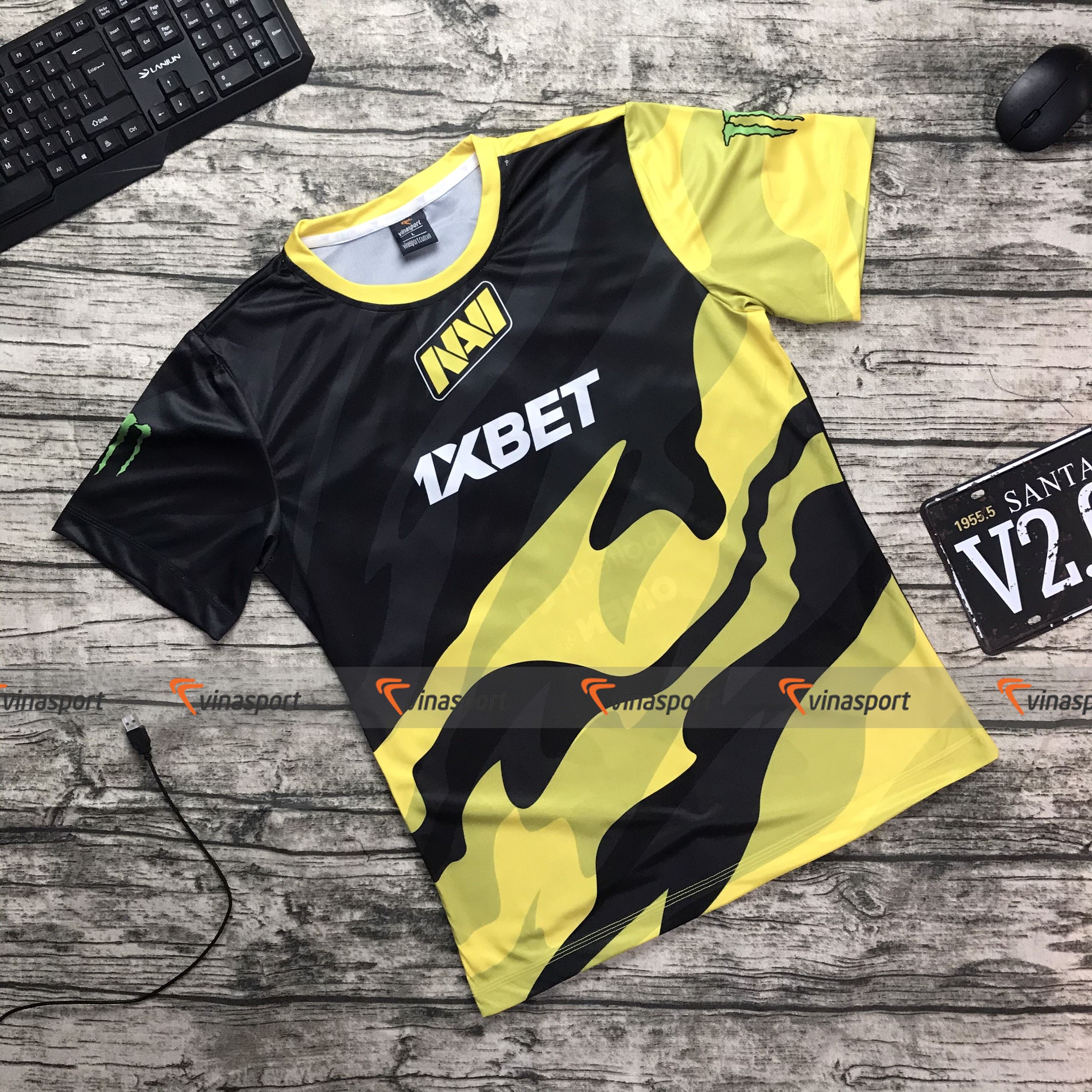 Áo thun thi đấu Thời trang nam Game Esports - Mẫu NAVI PRO 2020 màu vàng dáng suông, vải thun mè co dãn, thấm hút mồ hôi tốt