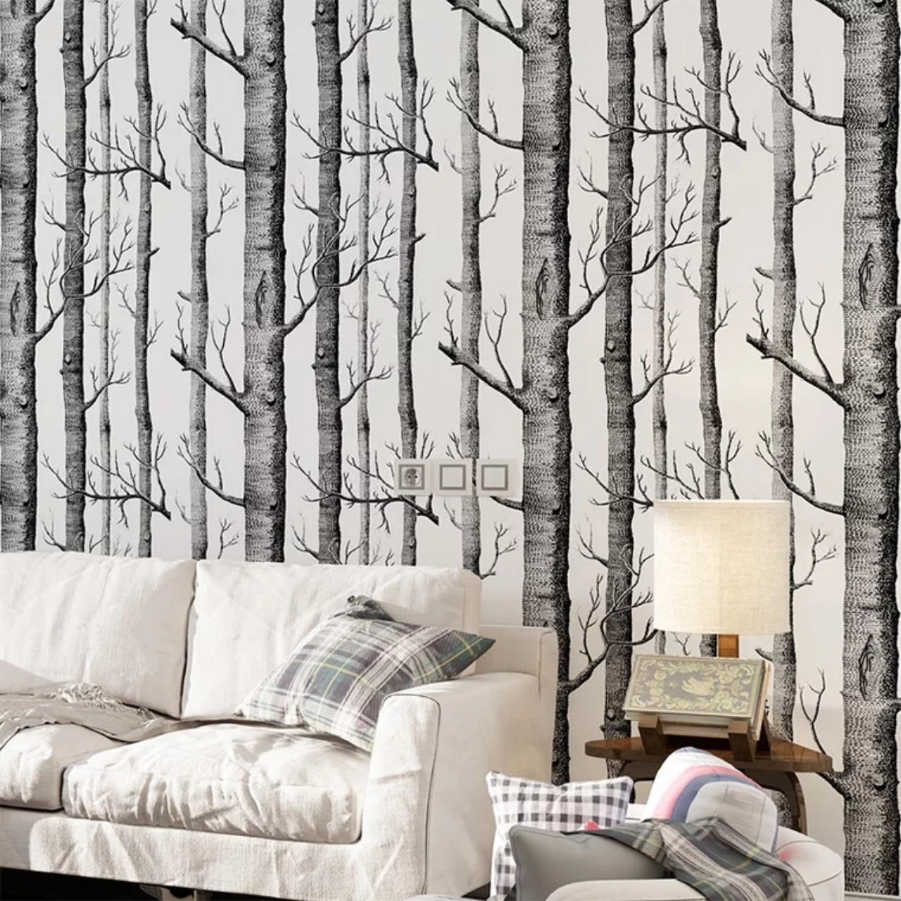 CUỘN 10M X 0.45M DECAL GIẤY DÁN TƯỜNG RỪNG CÂY NGHỆ THUẬT KEO SẴN BÓC DÁN AA134