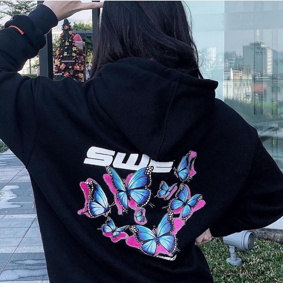 TẶNG GIẤY THƠM  Hoodie S.W.E Bướm Butterfly - 100% COTTON [ Form UNISEX ]