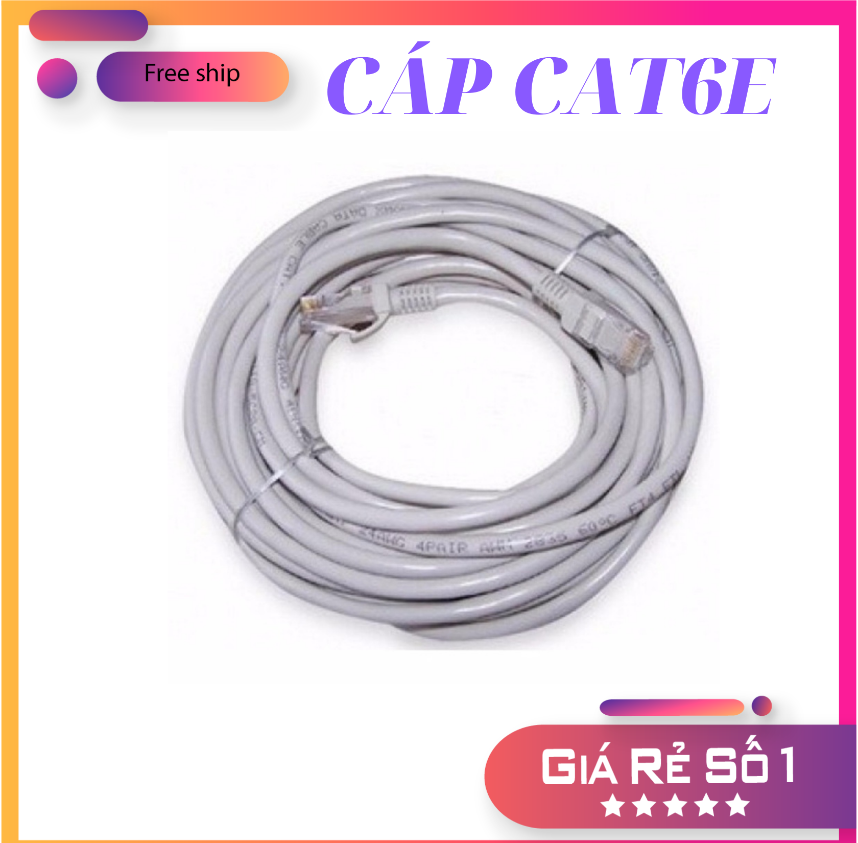 Dây cáp mạng CAT6E chuẩn UTP chịu lực truyền tín hiệu tốt, dây mạng cat6e bấm sẵn 2 đầu giá rẻ