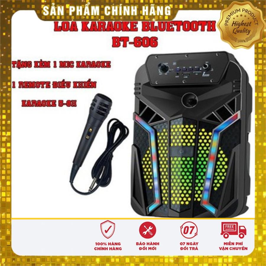 Loa Thùng Karaoke Bluetooth BT-606 Siêu Hay Tặng kèm micro