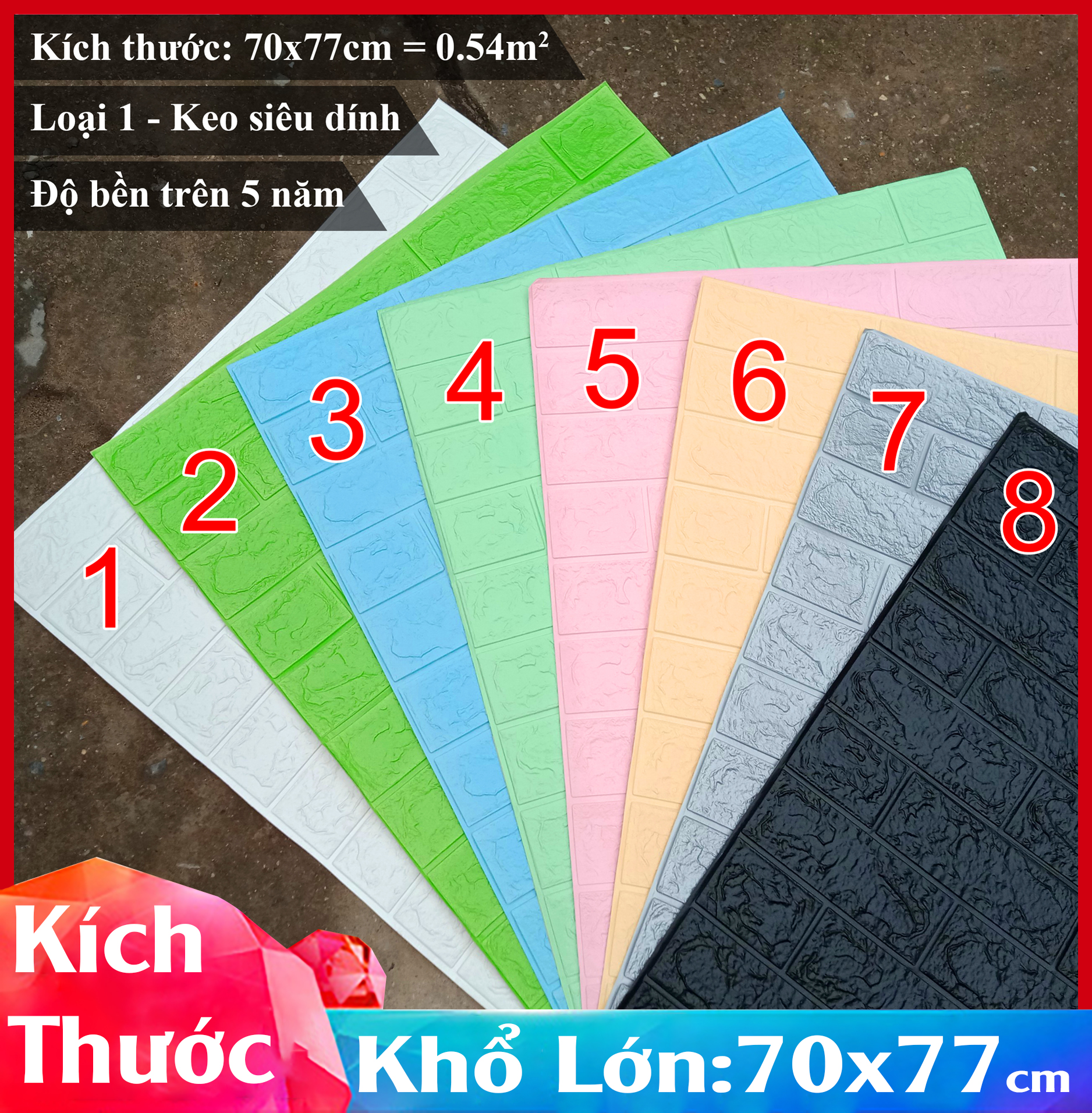 Combo 10 tấm xốp dán tường giả gạch 3d - khổ lớn 70x77cm