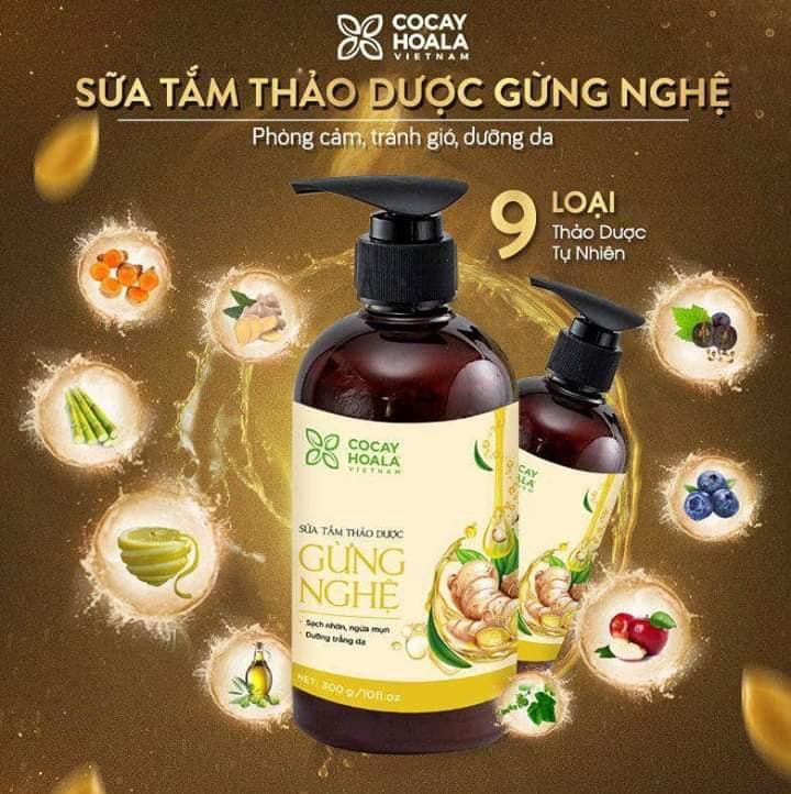 Combo 2 chai sữa tắm gừng nghệ siêu tốt cho mẹ bầu, mẹ sau sinh, trẻ nhỏ