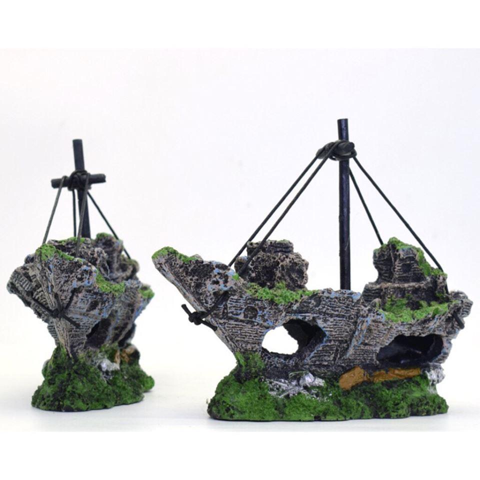 Mô hình tàu đắm dành cho bể cá cánh, trang trí bể cá, bể cá mini để bàn