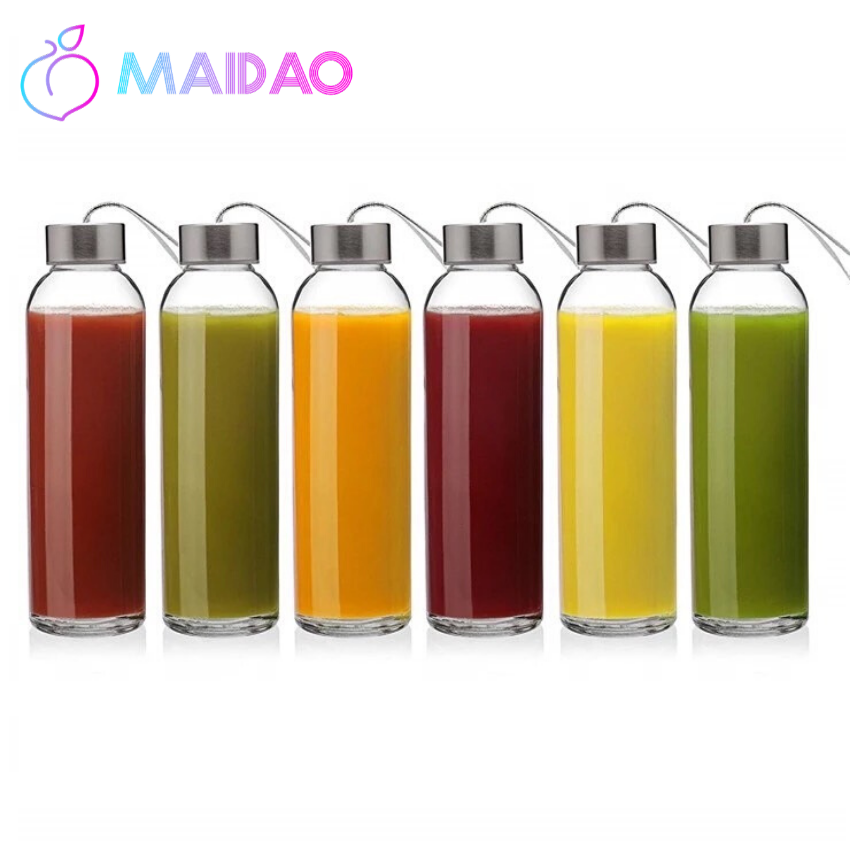 [HCM]Combo 8 Bình đựng nước thuỷ tinh có nắp kèm dây xách 300ml nhỏ gọn xinh xắn tiện dụng KN-C400