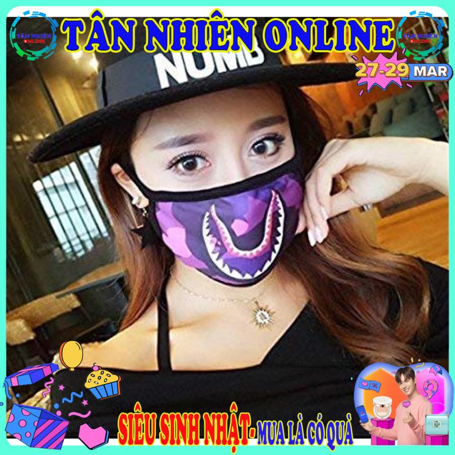 Khẩu trang vải che nắng che bụi Bape cá mập form chuẩn ôm mặt