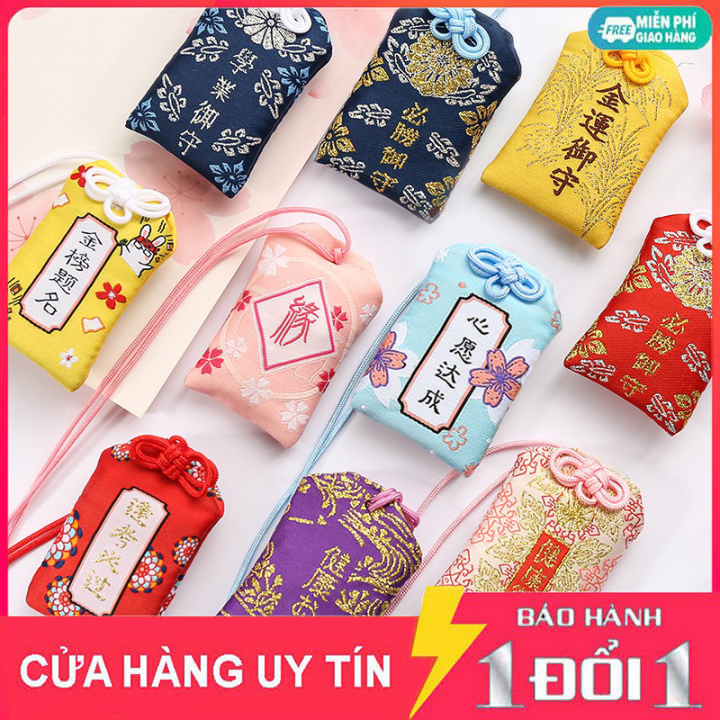 Túi may mắn omamori Nhật Bản bọc silicon {HÀNG SỊN}, Phong thuỷ tài lộc thiết kế tinh tế + tặng kèm xu ngũ đế