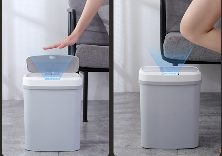 Thùng rác thông minh 15L sạc điện cảm biến đóng mở nắp tự động - Thùng rác tự động văn phòng