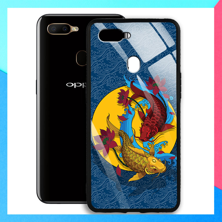 Ốp Lưng điện thoại Oppo A5s in cá Chép phong thủy - Mặt Kính Cường Lực - 03057 8195 CCHR01