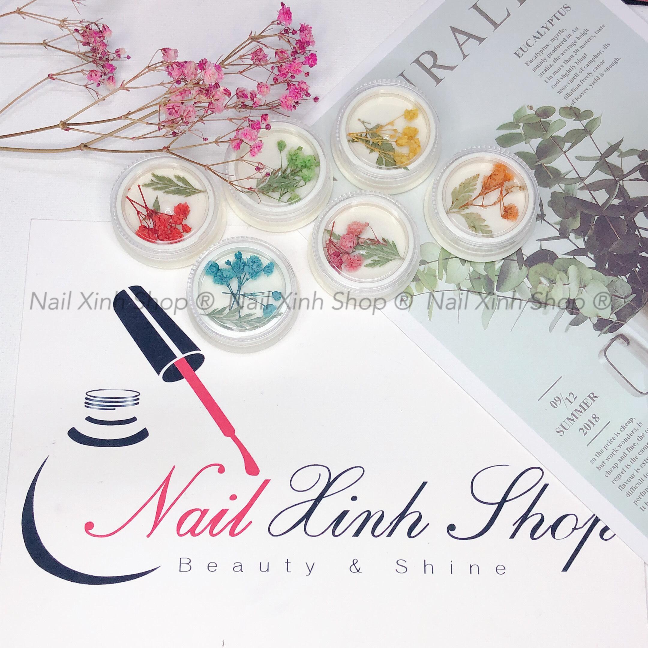 Hũ hoa lụa chùm, hoa khô ẩn gel làm móng, phụ kiện nail đẹp giúp trang trí móng thêm xinh