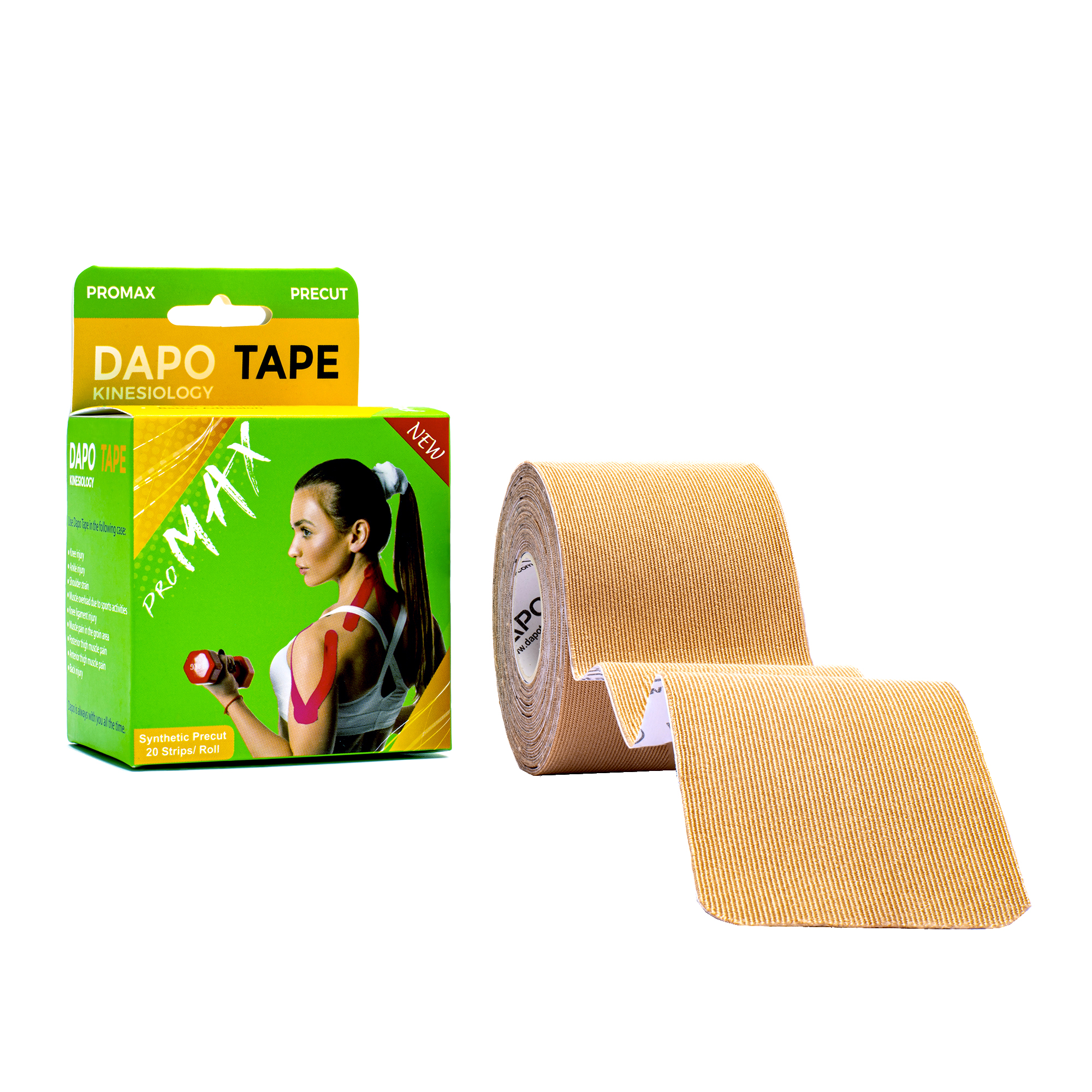 [Sợi Tổng Hợp Cắt Sẵn] Băng Dán Cơ Thể Thao Dapo Tape ProMax Màu Da