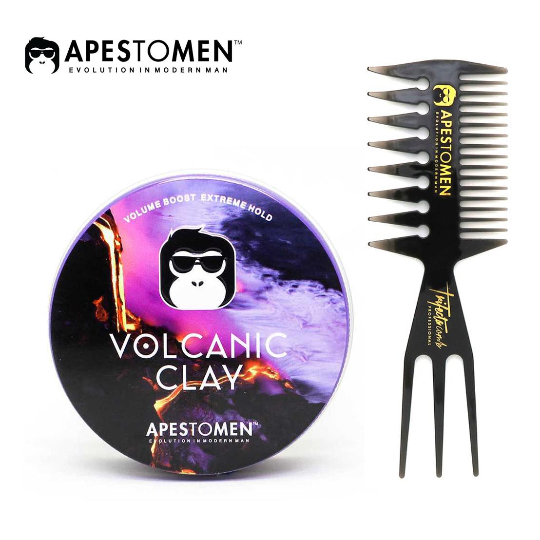 Combo Sáp Vuốt Tóc APESTOMEN Volcanic Clay và Lược Trifecta