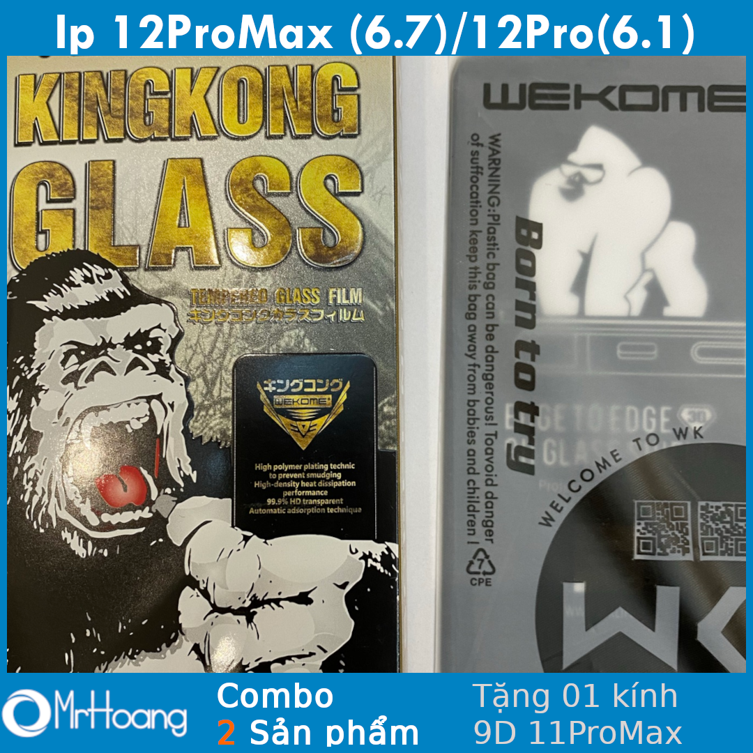 Combo 2 kính cường lực iphone 12, 12promax , 12pro 12 promax, 12 pro full màn wk