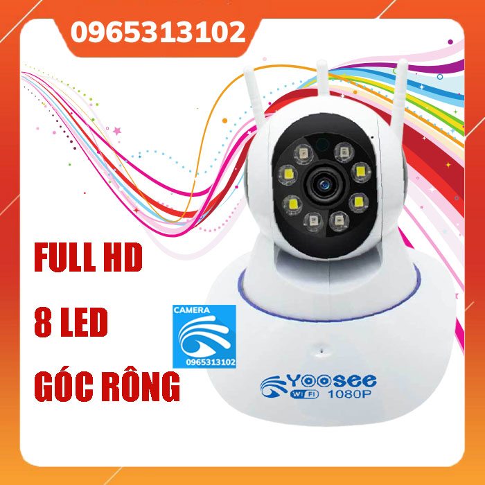 Camera WIFI Yoosee 3 Râu FHD 1080P 8 LED Có Màu Ban Đêm