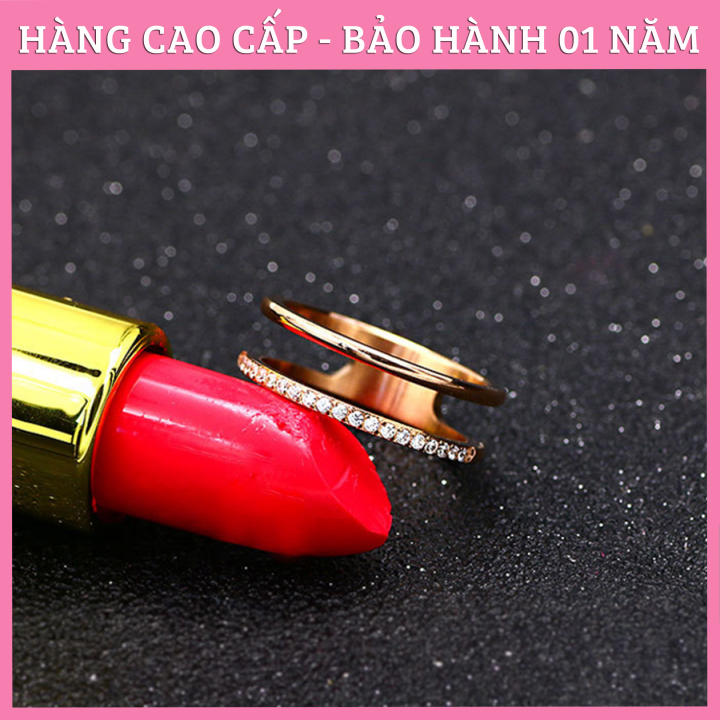 Nhẫn titan 1 sọc trơn 1 sọc đính đá tc116