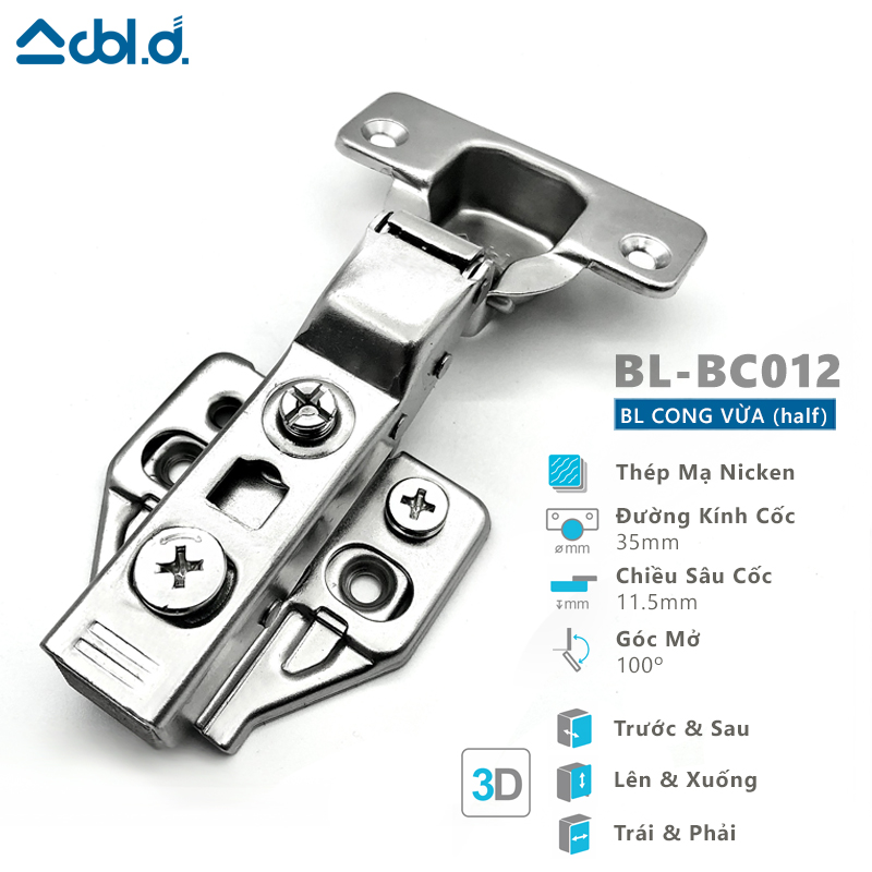 Bản Lề Giảm Chấn 3D CBLD - Demuca BL-BC Series ( 1 đôi )