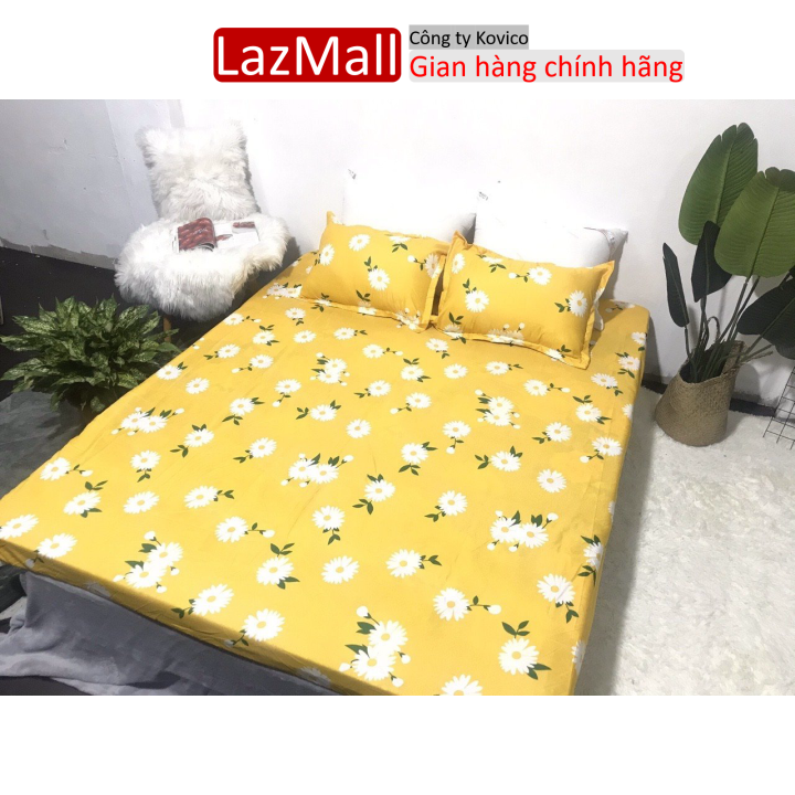 Bộ ga gối cotton poly 3 món họa tiết cúc hoạ mi vàng Sunzin  Kho chăn ga gối, ga giường, drap giường