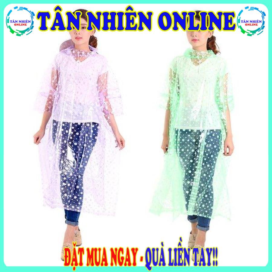 Áo mưa chấm bi trong suốt thời trang mùa mưa