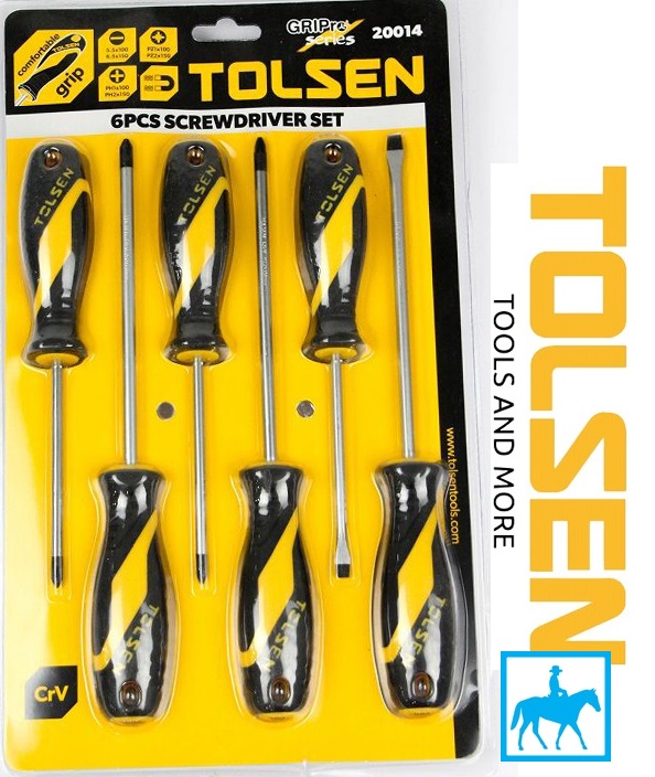 Bộ 6 tua vít nam châm thép crv tolsen 20014