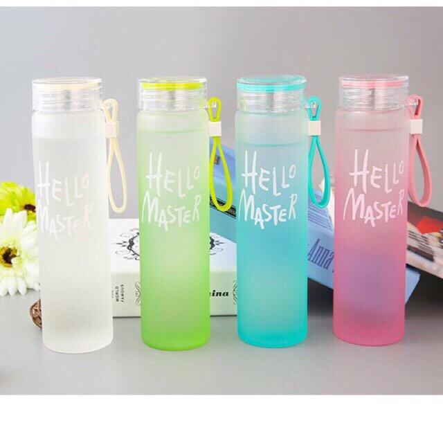 Bình thuỷ tinh hello master 420ml màu sắc jh-12