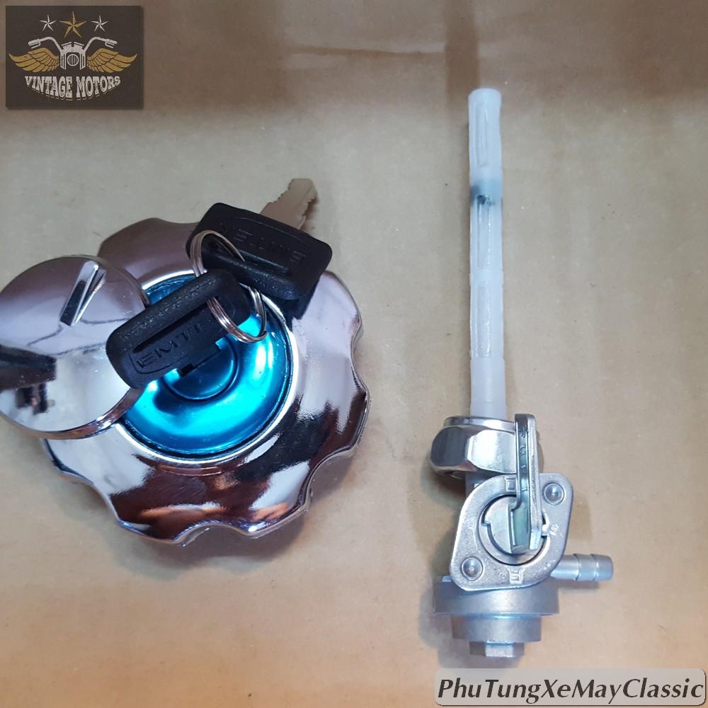 BỘ NẮP KHÓA BÌNH XĂNG MỘC ĐỘ GÒ NHỎ CHO XE MÁY ĐỘ CLASSIC
