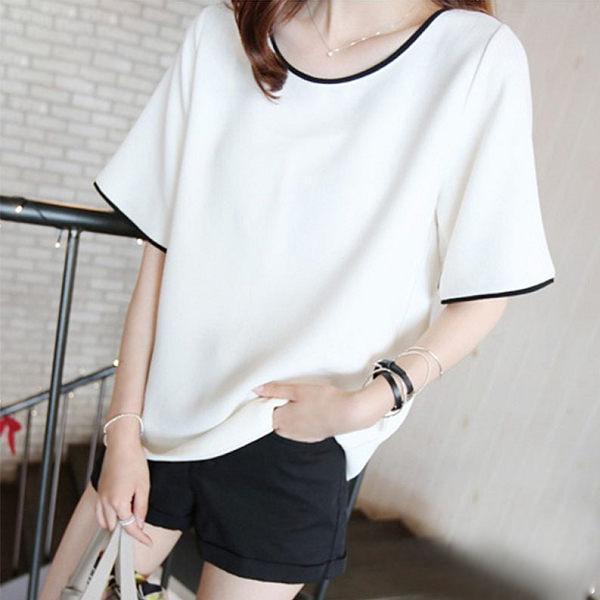 Áo thun nữ áo thun thời trang áo thun nữ TRẮNG VIỀN ĐEN thời trang Hàn Quốc vải Cotton dày mịn