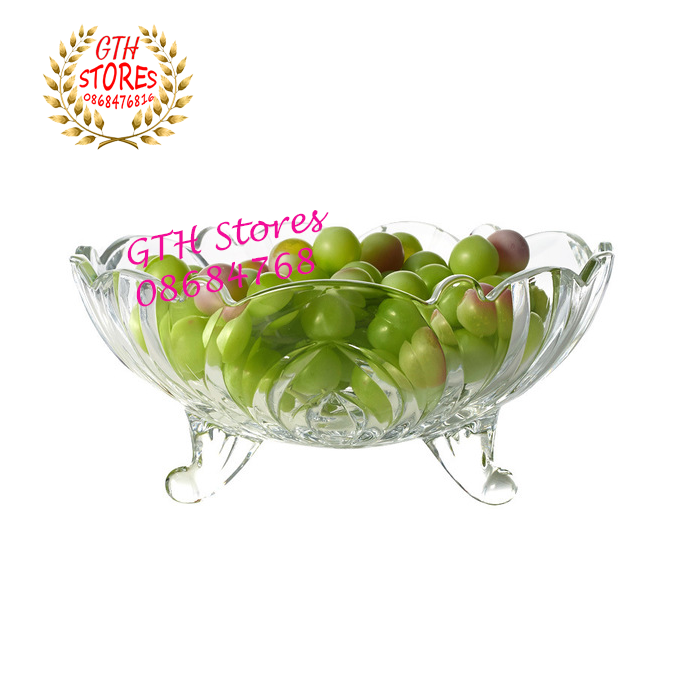 Thố 3 chân trắng-thoos thủy tinh-khay thủy tinh đựng hoa quả