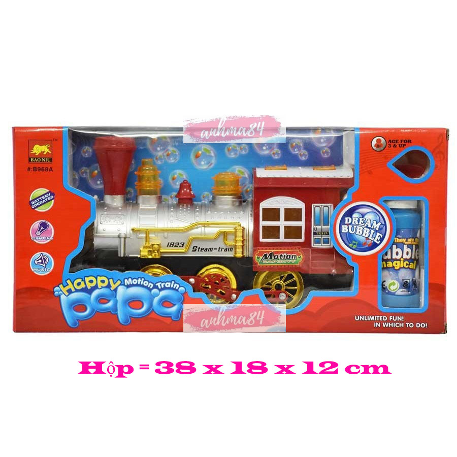 Đồ chơi TÀU HỎA PHUN BONG BÓNG chạy pin nhạc - No.968 - anhma84 store ( TẶNG KÈM PIN )