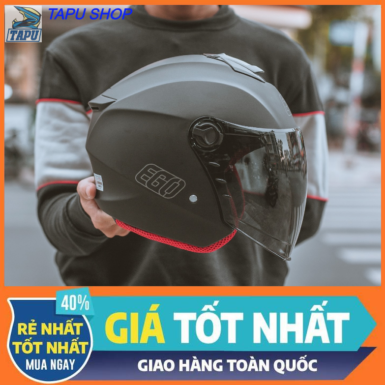 [CHÍNH HÃNG] MŨ BẢO HIỂM 3/4 EGO E-3 ĐEN NHÁM