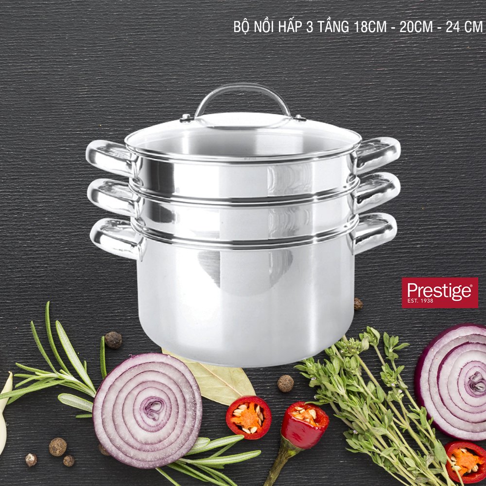 Xửng Hấp Inox Ba Tầng Prestige 24cm