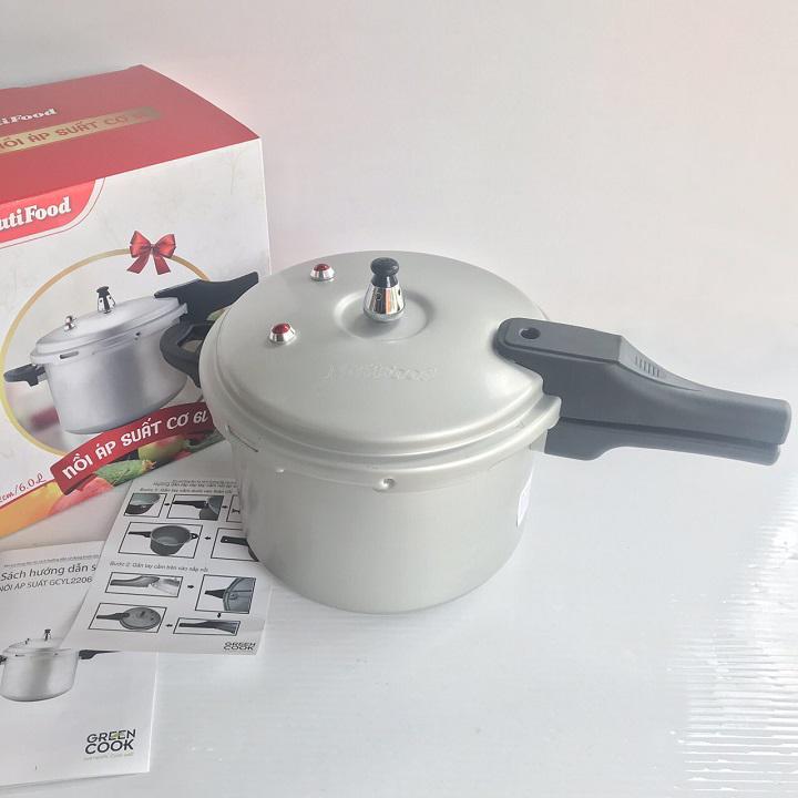 Nồi áp suất cơ greencook gcyl2206 6 lít - chất liệu nhôm dày và bền bỉ